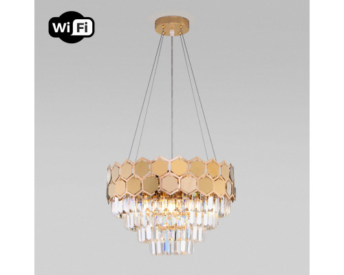 Сделать заказ Каскадная люстра Eurosvet 10124/5 золото/прозрачный хрусталь Strotskis Smart (10113/5)| VIVID-LIGHT.RU