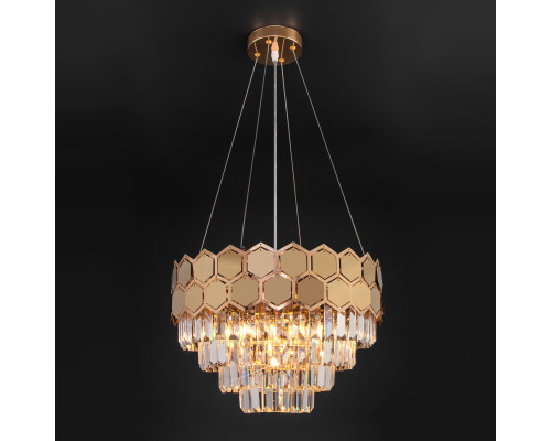 Сделать заказ Каскадная люстра Eurosvet 10124/5 золото/прозрачный хрусталь Strotskis Smart (10113/5)| VIVID-LIGHT.RU