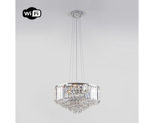Заказать Каскадная люстра Eurosvet 10121/5 хром/прозрачный хрусталь Strotskis Smart (10105/5)| VIVID-LIGHT.RU