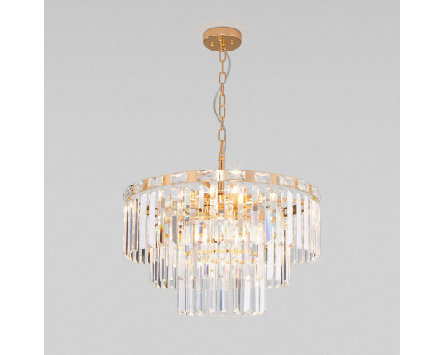 Оформить заказ Каскадная люстра Eurosvet 10130/8 золото/прозрачный хрусталь Strotskis| VIVID-LIGHT.RU