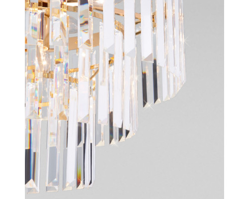 Оформить заказ Каскадная люстра Eurosvet 10130/8 золото/прозрачный хрусталь Strotskis| VIVID-LIGHT.RU