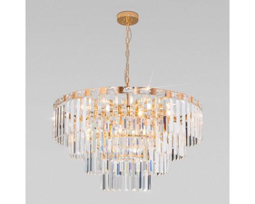 Купить Каскадная люстра Eurosvet 10130/10 золото/прозрачный хрусталь Strotskis| VIVID-LIGHT.RU