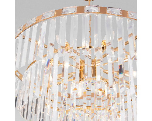 Купить Каскадная люстра Eurosvet 10130/10 золото/прозрачный хрусталь Strotskis| VIVID-LIGHT.RU