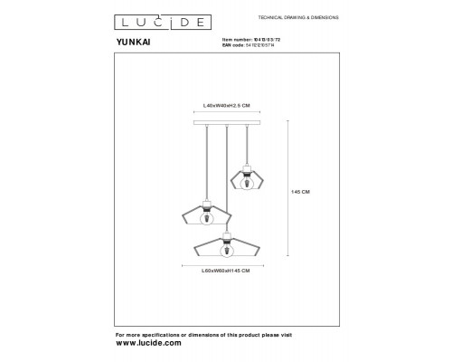Сделать заказ Каскадная люстра LUCIDE 10413/03/72| VIVID-LIGHT.RU
