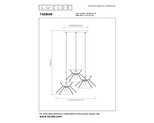 Купить Каскадная люстра LUCIDE 10420/03/72| VIVID-LIGHT.RU