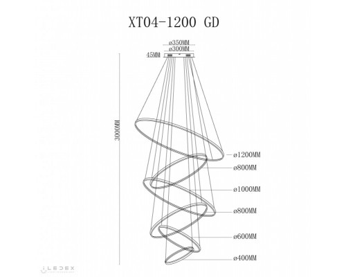 Купить Каскадная люстра iLedex XT04-D1200 GD| VIVID-LIGHT.RU