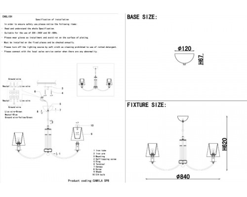Сделать заказ Люстра на штанге Crystal Lux CAMILA SP8 GOLD| VIVID-LIGHT.RU