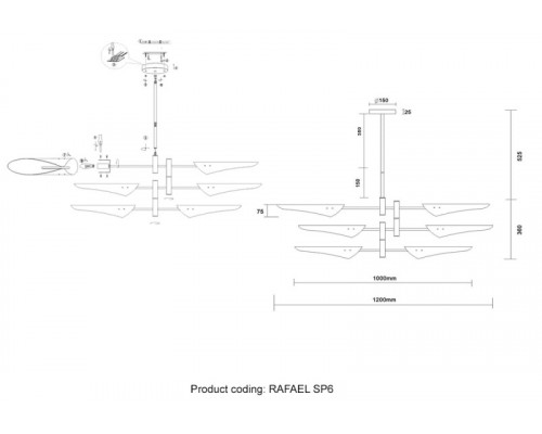 Сделать заказ Люстра на штанге Crystal Lux RAFAEL SP6 GOLD| VIVID-LIGHT.RU
