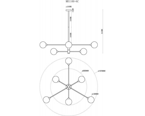 Заказать Люстра на штанге MyFar MR1100-6C| VIVID-LIGHT.RU