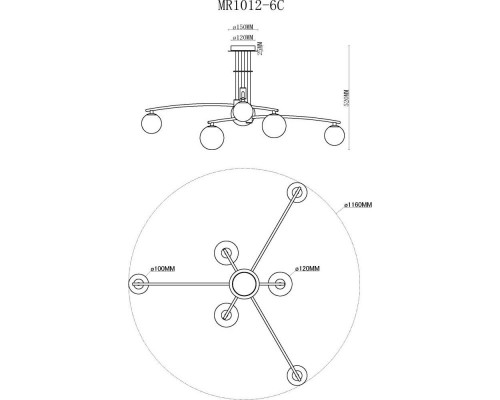 Купить Люстра на штанге MyFar MR1012-6C| VIVID-LIGHT.RU