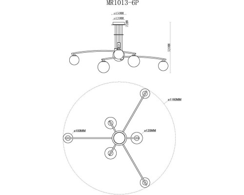 Заказать Люстра на штанге MyFar MR1013-6P| VIVID-LIGHT.RU