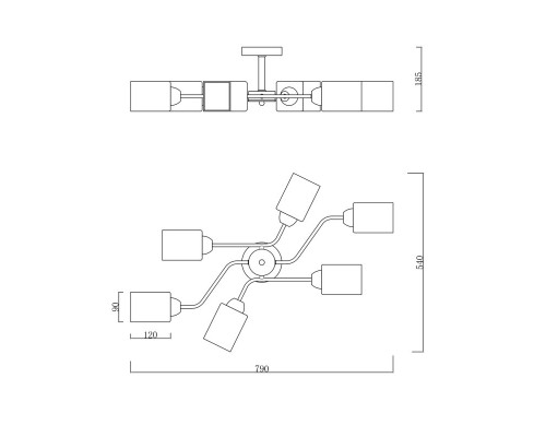 Купить Люстра на штанге Escada 1131/6P Black/Gold| VIVID-LIGHT.RU