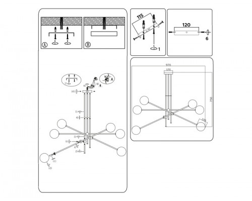 Купить Люстра на штанге Ambrella Light TR2521| VIVID-LIGHT.RU