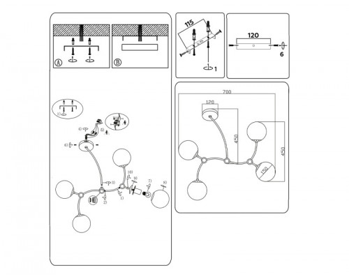 Купить Люстра на штанге Ambrella Light TR2544| VIVID-LIGHT.RU