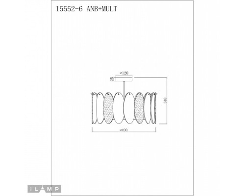 Купить Люстра на штанге iLamp 15552-6 ANB+MULT| VIVID-LIGHT.RU