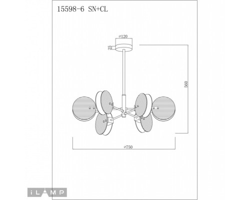 Заказать Люстра на штанге iLamp 15598-6 SN+CL| VIVID-LIGHT.RU