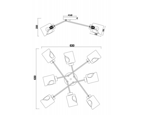Оформить заказ Накладная люстра Freya FR5095CL-08G| VIVID-LIGHT.RU