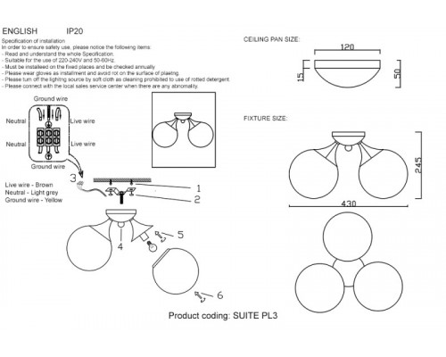 Сделать заказ Накладная люстра Crystal Lux SUITE PL3 BRONZE| VIVID-LIGHT.RU