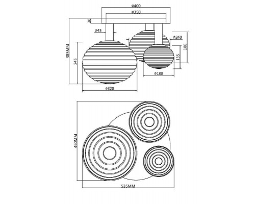 Купить Накладная люстра Maytoni MOD268CL-03B| VIVID-LIGHT.RU