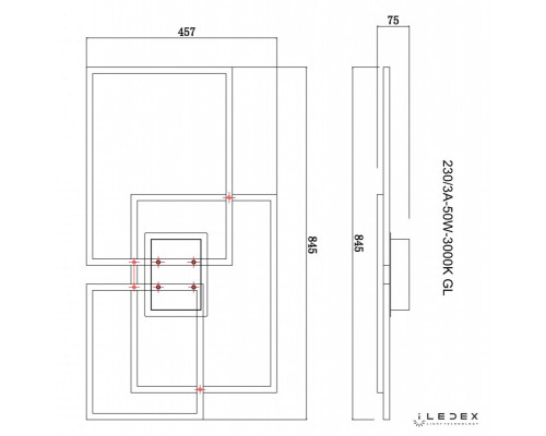 Сделать заказ Накладная люстра iLedex 230/3A-50W-3000K GL| VIVID-LIGHT.RU