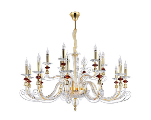 Оформить заказ Подвесная люстра Crystal Lux CATARINA SP12+6 GOLD/TRANSPARENT-COGNAC| VIVID-LIGHT.RU
