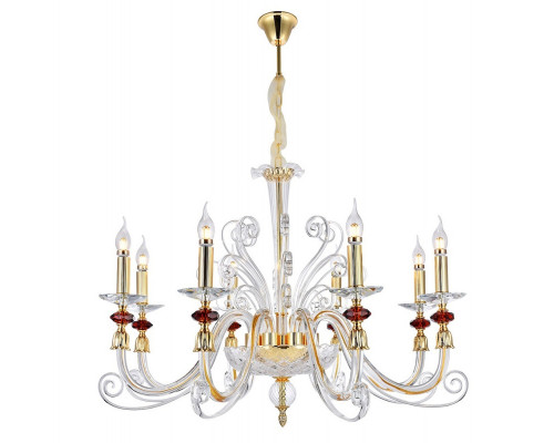 Сделать заказ Подвесная люстра Crystal Lux CATARINA SP8 GOLD/TRANSPARENT-COGNAC| VIVID-LIGHT.RU
