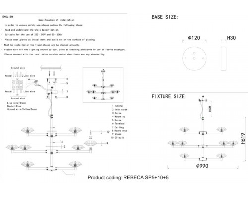Купить Подвесная люстра Crystal Lux REBECA SP5+10+5 NICKEL| VIVID-LIGHT.RU
