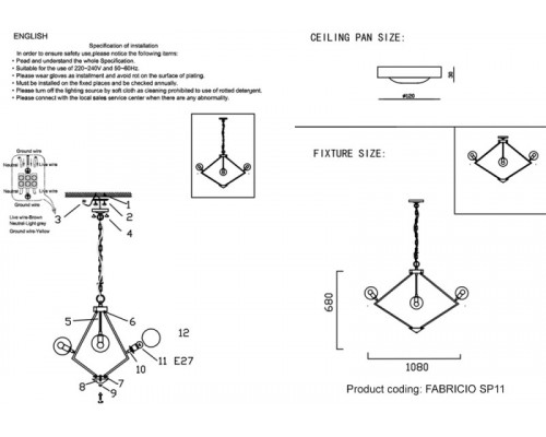 Заказать Подвесная люстра Crystal Lux FABRICIO SP11 CHROME/TRANSPARENTE| VIVID-LIGHT.RU