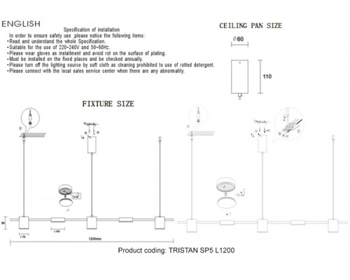 Сделать заказ Подвесная люстра Crystal Lux TRISTAN SP5 L1200 GOLD| VIVID-LIGHT.RU