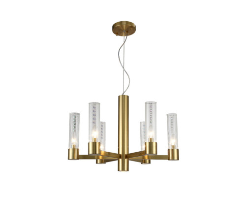 Сделать заказ Подвесная люстра Crystal Lux OTONO SP6+1 BRASS/TRANSPARENTE| VIVID-LIGHT.RU