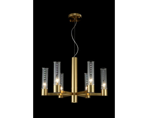 Сделать заказ Подвесная люстра Crystal Lux OTONO SP6+1 BRASS/TRANSPARENTE| VIVID-LIGHT.RU