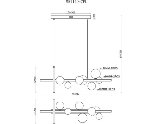 Оформить заказ Подвесная люстра MyFar MR1140-7PL| VIVID-LIGHT.RU