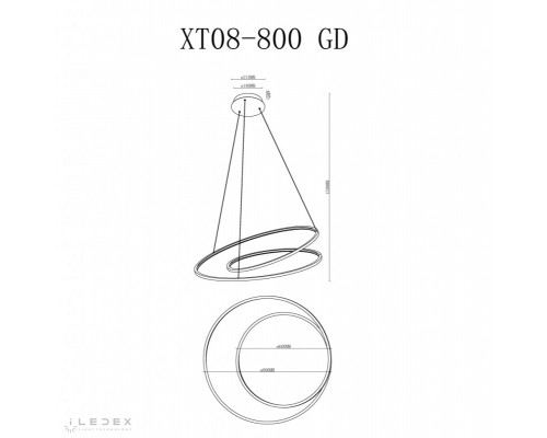 Купить Подвесная люстра iLedex XT08-D800 GD| VIVID-LIGHT.RU