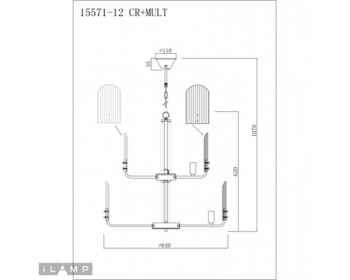 Оформить заказ Подвесная люстра iLamp 15571-12 CR+MULT| VIVID-LIGHT.RU