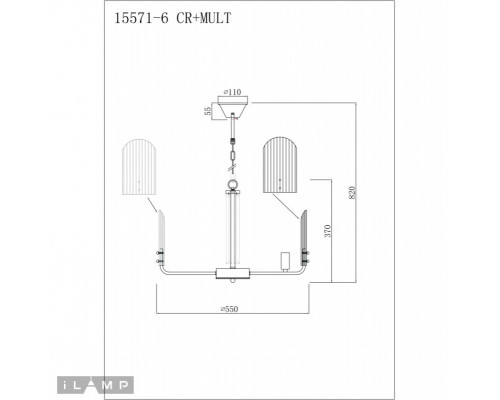 Заказать Подвесная люстра iLamp 15571-6 CR+MULT| VIVID-LIGHT.RU