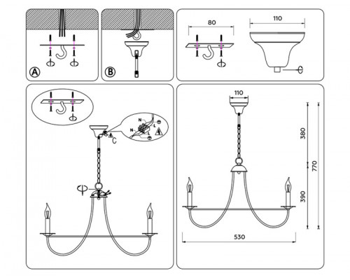 Купить Подвесная люстра Ambrella Light TR9615| VIVID-LIGHT.RU