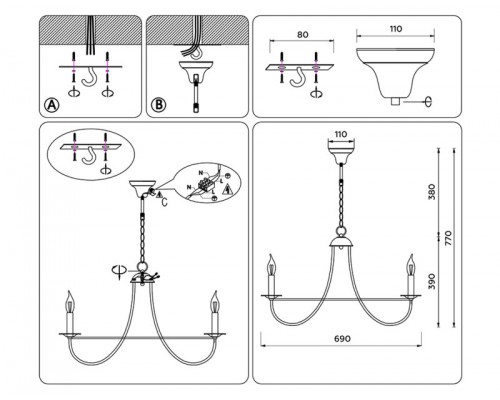 Заказать Подвесная люстра Ambrella Light TR9616| VIVID-LIGHT.RU