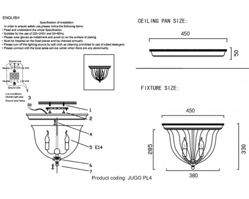 Оформить заказ Накладной светильник Crystal Lux JUGO PL4 BRONZE/TRANSPARENTE| VIVID-LIGHT.RU
