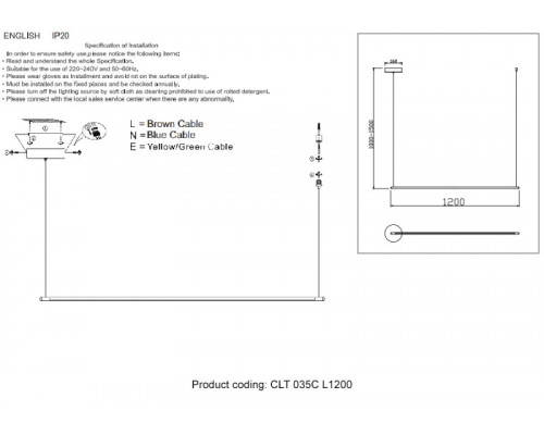 Оформить заказ Подвесной светильник Crystal Lux CLT 035C L1200 BL| VIVID-LIGHT.RU
