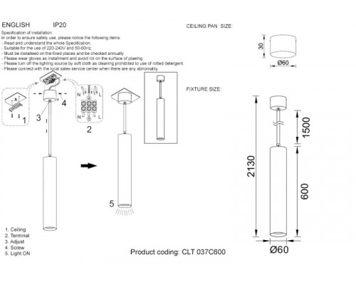 Купить Подвесной светильник Crystal Lux CLT 037C600 WH-WH| VIVID-LIGHT.RU