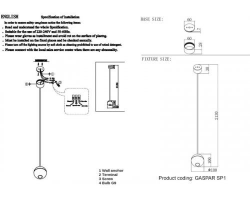 Купить Подвесной светильник Crystal Lux GASPAR SP1 WHITE| VIVID-LIGHT.RU