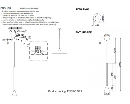 Заказать Подвесной светильник Crystal Lux ENERO SP1 BLACK| VIVID-LIGHT.RU