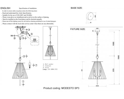 Сделать заказ Подвесной светильник Crystal Lux MODESTO SP3 BLACK/GOLD| VIVID-LIGHT.RU