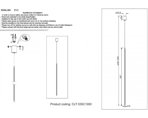 Оформить заказ Подвесной светильник Crystal Lux CLT 035C1000 WH| VIVID-LIGHT.RU