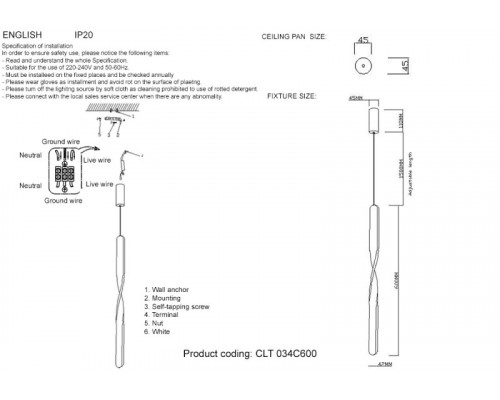 Сделать заказ Подвесной светильник Crystal Lux CLT 034C600 BL| VIVID-LIGHT.RU