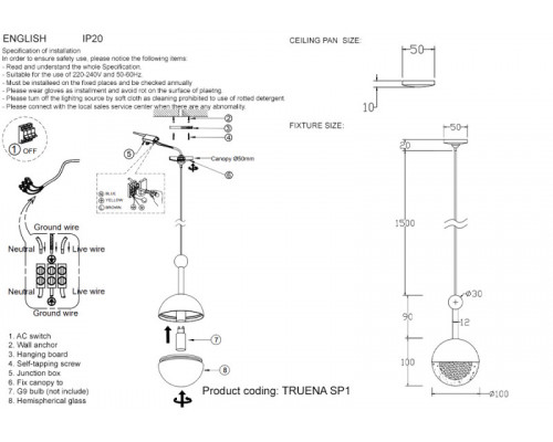 Оформить заказ Подвесной светильник Crystal Lux TRUENA SP1 BRONZE| VIVID-LIGHT.RU