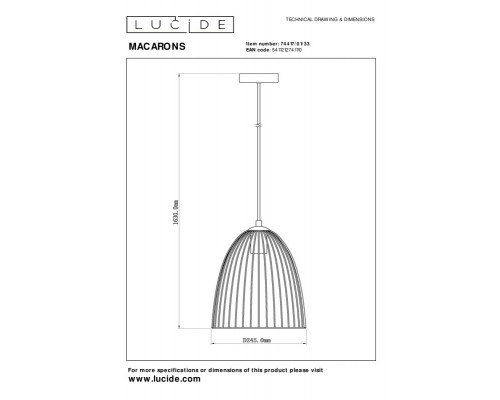 Оформить заказ Подвесной светильник LUCIDE 74417/01/33| VIVID-LIGHT.RU