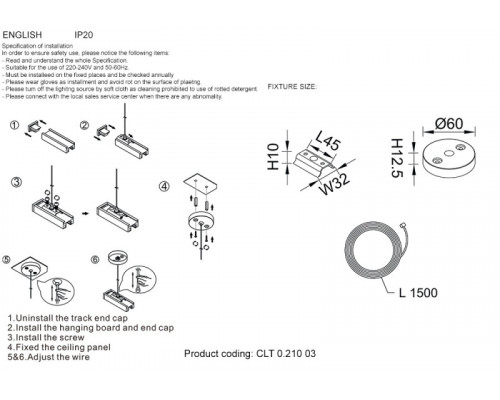 Оформить заказ Подвесной комплект Crystal Lux CLT 0.210 03 WH| VIVID-LIGHT.RU