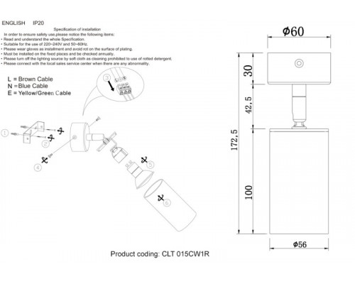Купить Спот Crystal Lux CLT 015CW1R BL| VIVID-LIGHT.RU
