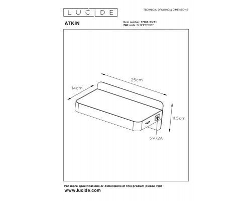 Купить Светильник для картин LUCIDE 77280/05/31| VIVID-LIGHT.RU